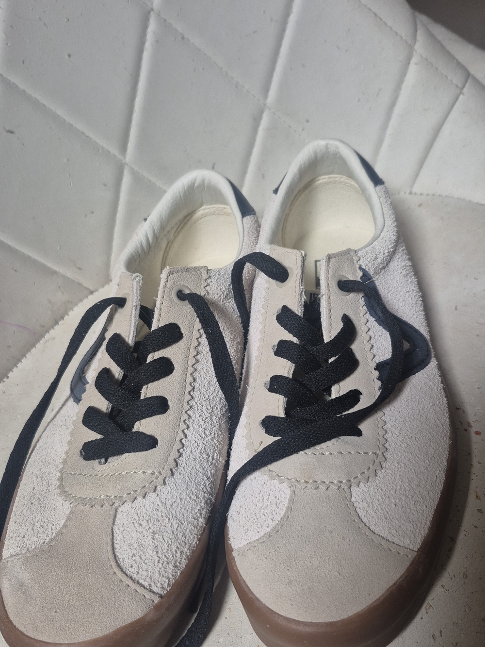 Vans Light Gray Suede & Textured Sneakers with Black Laces